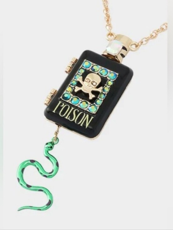 Betsey Johnson Jewelry - Betsey Johnson Gold-Tone 'Poison' Locket Pendant Necklace with Green Snake HL